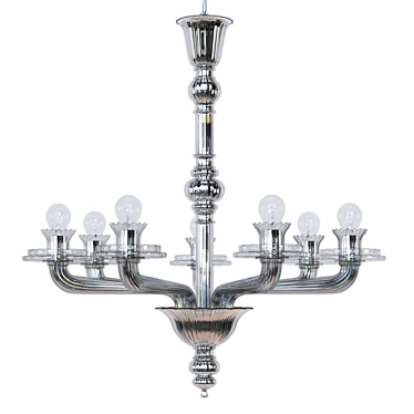 Elegant Chrome Glass Chandelier - 700mm Diameter 3D model image 1 
