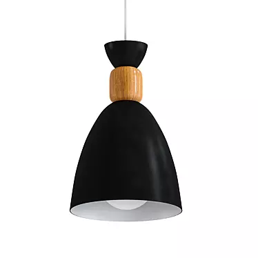 Elegant Metal & Wood LED Pendant 3D model image 1 