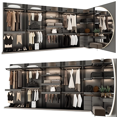 Modern Style Wardrobe with Customizable Modules 3D model image 1 