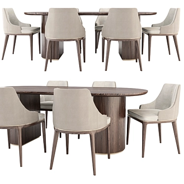 Modern Elegance: Alaton Chair & Moon Dining Table 3D model image 1 