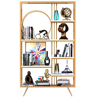 Elegant Decor Rack: Books, Figurines, Sculptures 3D model image 1 