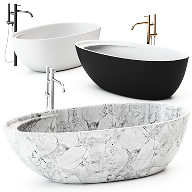 Sleek Carrara Marble Bath 3D model image 1 