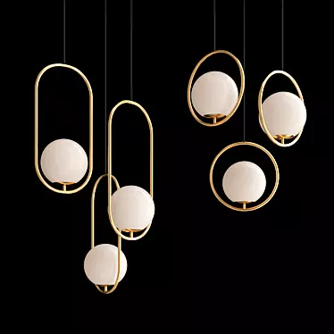 Sleek Trio Pendant Lights 3D model image 1 