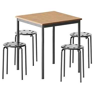 Contemporary Sandberg Table & Marius Stool 3D model image 1 