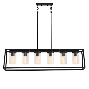 Industrial Black Pendant Light: Adjustable Height 3D model image 1 