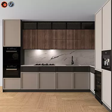 Modern Corner Kitchen With High Quality Materials 3D model image 1 