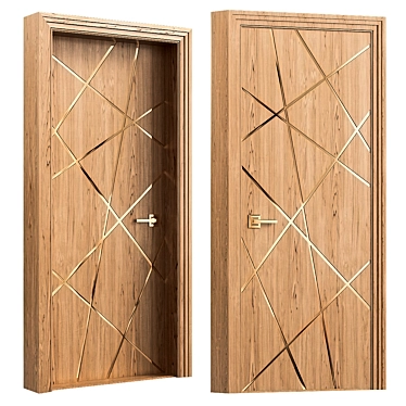 Elegant Wood Door Design 3D model image 1 
