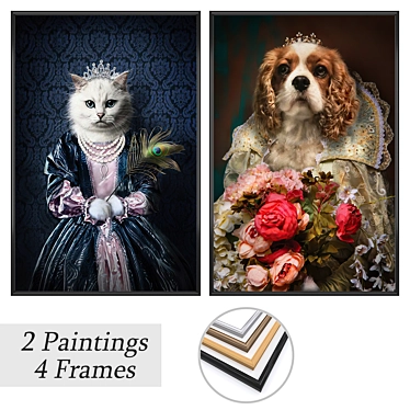 Modern Art Set: 2 Paintings in 4 Frame Options 3D model image 1 