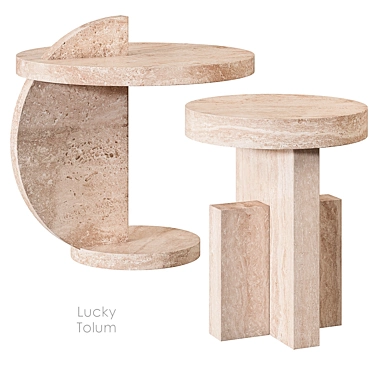 Travertine Coffee Table: Lucky Tolum Corner Design 3D model image 1 
