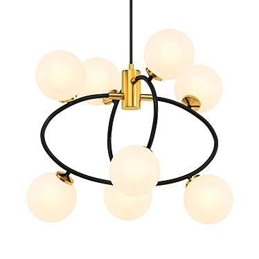 Modern Ring Chandelier | Milk Glass Shade | 8/12 Lights | Black/Gold | Pendant Light 3D model image 1 