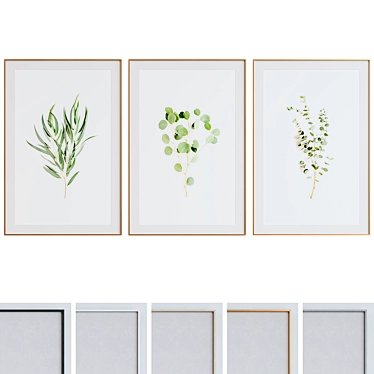 Modern Botanical Picture Frame Set 3D model image 1 