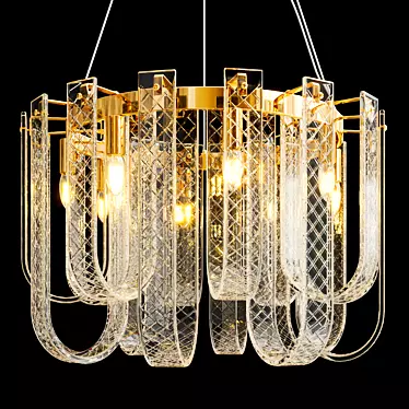 Elegant Metal and Glass Chandelier 3D model image 1 