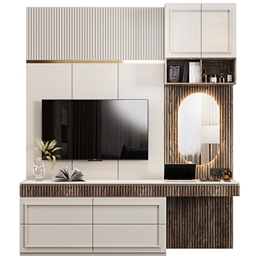 Modern TV Wall Unit: 2400x2800x520mm 3D model image 1 