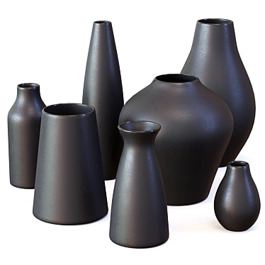 Sleek Black Ceramic Vases 3D model image 1 