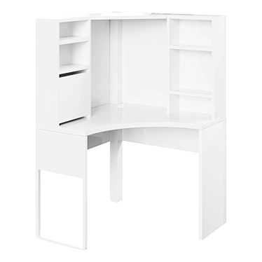 Corner Desk MICKE: White, 100x142 cm 3D model image 1 