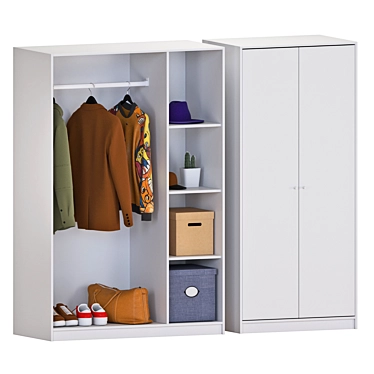 Sleek White Wardrobe: KLEPPSTAD 3D model image 1 