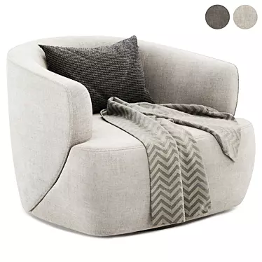 Modern Swivel Armchair: Pelton 3D model image 1 