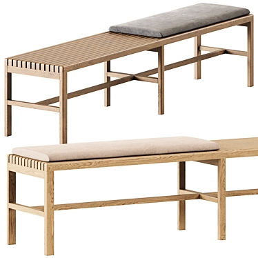 Sleek Slat Upholstered Bench - Elegant and Versatile 3D model image 1 