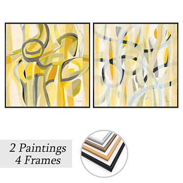 Artful Frames: Set of 2 Paintings with 4 Frame Options 3D model image 1 