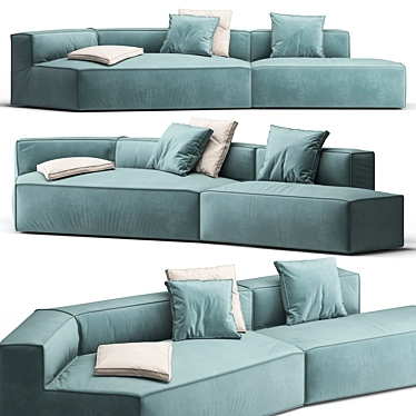 Cozy Peanut B Sofa: Perfect Blend of Comfort and Style! 3D model image 1 