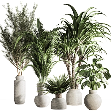 Natural Green Indoor Plant Set 3D model image 1 