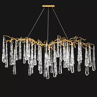 Brass & Glass Teardrop Chandelier 3D model image 1 