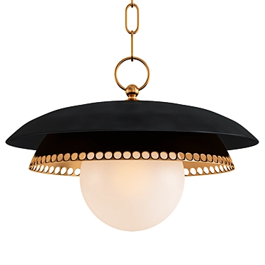 Title: Aged Brass and Black Pendant Light 3D model image 1 