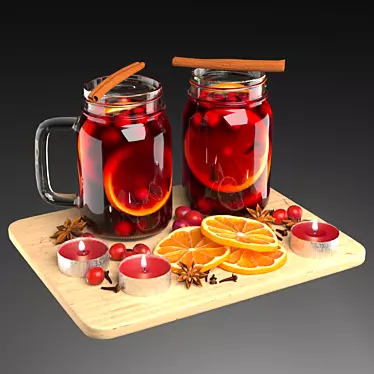  Festive Mulled Wine Set 3D model image 1 