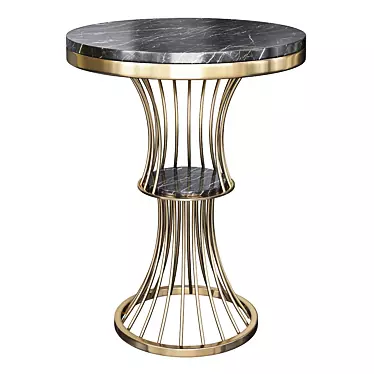 Sleek Black Marble Spiral End Table 3D model image 1 