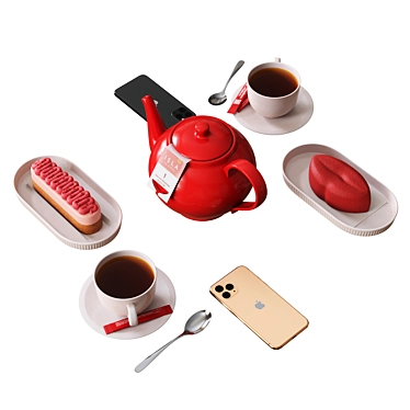 Cafe Table Decor Set - Elegant and Stylish 3D model image 1 