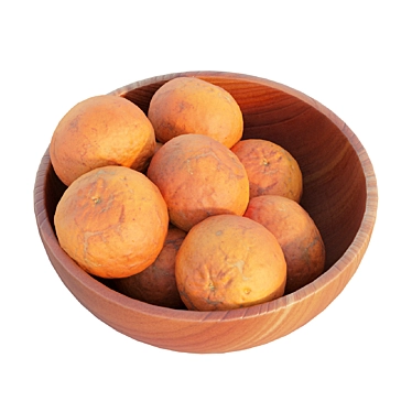 Wooden Bowl Set with Oranges 3D model image 1 