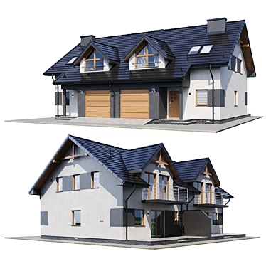 Spacious Twin Home Design 3D model image 1 