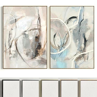 Elegant Dual-frame Plaster Art 3D model image 1 