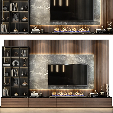 Modern TV Wall Decor - TV Shelf 0518 3D model image 1 