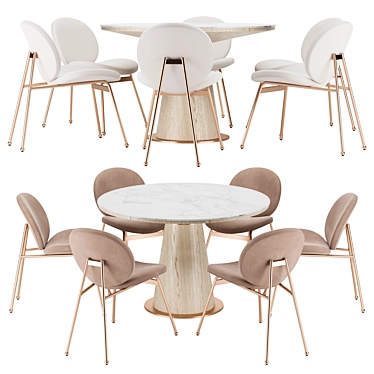 Elegant Jane Dining Chair Set 3D model image 1 