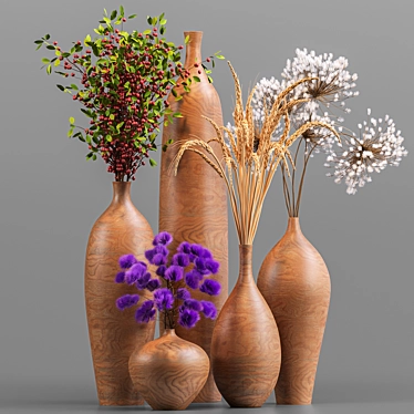 Elegant Dry Flower Set 3D model image 1 