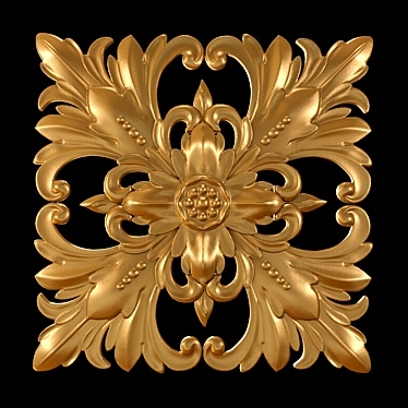 Gilded Gypsum Wall Ornament 3D model image 1 