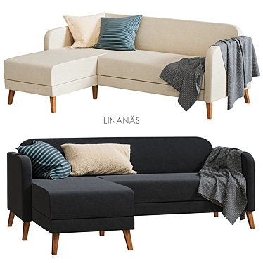 Luxe Linanäs Corner Sofa: Beige & Dark Gray 3D model image 1 