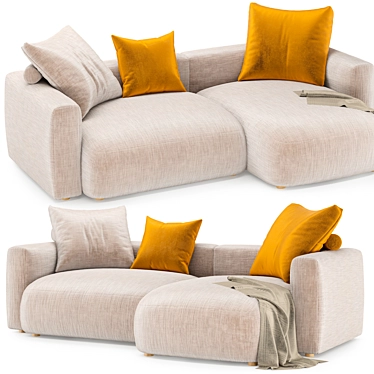 Title: Mexo Friend Low Sofa with Cushions 3D model image 1 