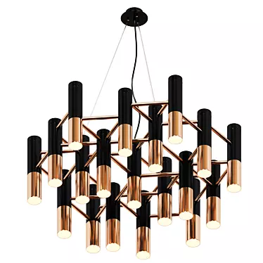 Gold and Black Chandelier: Elegant Lighting Statement 3D model image 1 