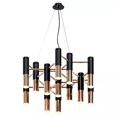 Elegant Gold and Black Chandelier 3D model image 1 