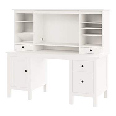 HEMNES Desk with Extra Module - White Stained (155x137 cm) 3D model image 1 