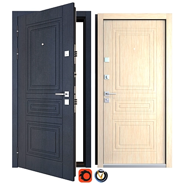 Madrid Favorit Metal Entrance Door - 900 x 2050mm 3D model image 1 