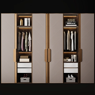 Neoclassic 3-Door Wardrobe with TurboSmooth 3D model image 1 