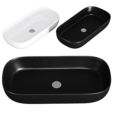 Elegant Matte Black Oval Sink 3D model image 1 