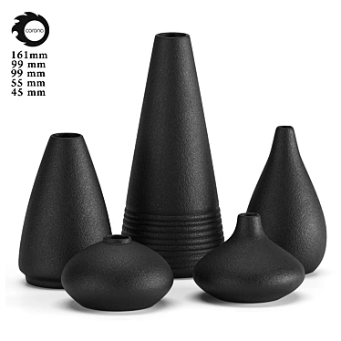 Japanese-inspired Black Decorative Vases 3D model image 1 