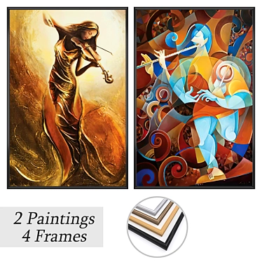 Stunning Artwork Set: 2 Paintings & 4 Frame Options 3D model image 1 