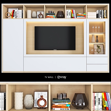 Modern TV Wall Set 15: Stylish and Spacious 3D model image 1 