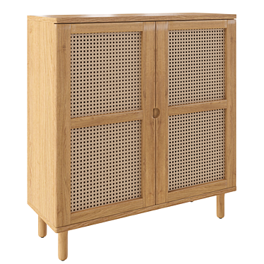 Oak Double Towel Cupboard: Stylish and Spacious 3D model image 1 