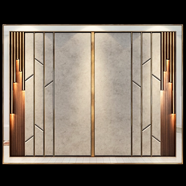 Elegant Wood and Metal Wall Panels 3D model image 1 